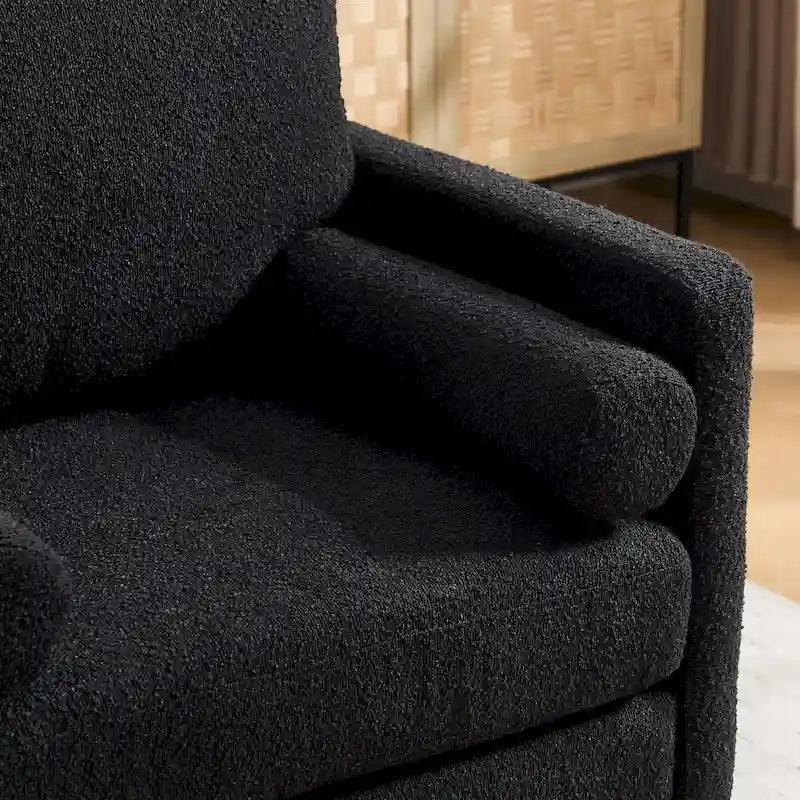 Fauteuil de lecture moderne de 35,4 W, fauteuil d'appoint rembourré avec oreillers et pieds en bois