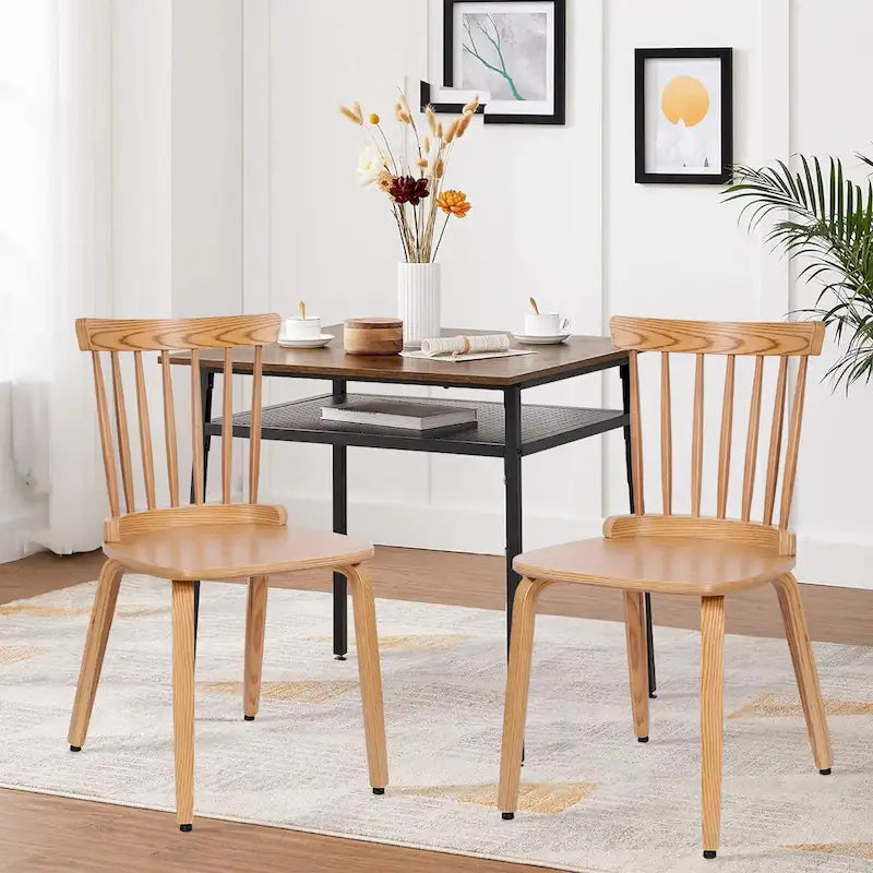 Chaises de salle à manger Windsor à dossier à barreaux en bois massif, lot de 2/4