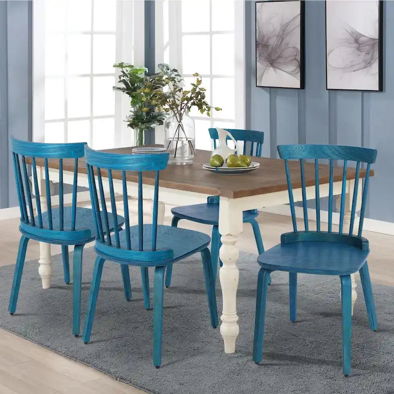 Chaises de salle à manger Windsor à dossier à barreaux en bois massif, lot de 2/4