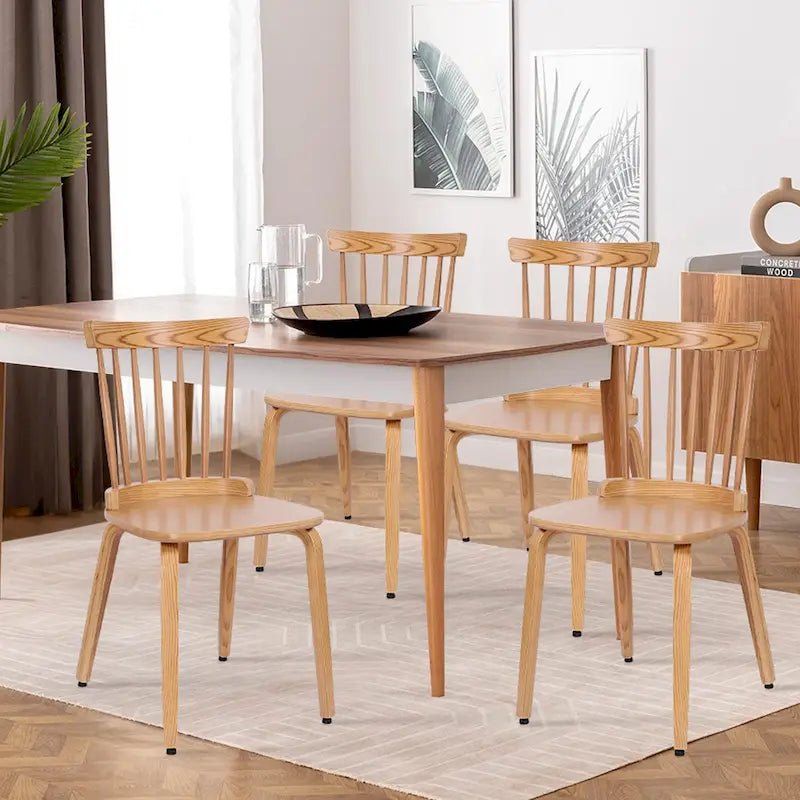 Chaises de salle à manger Windsor à dossier à barreaux en bois massif, lot de 2/4