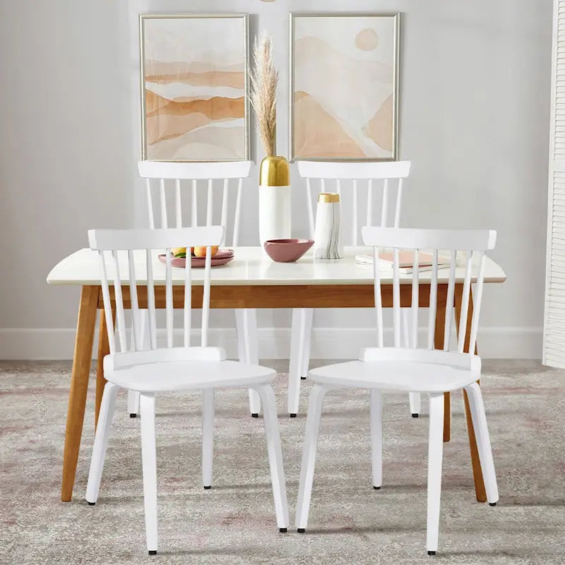 Chaises de salle à manger Windsor à dossier à barreaux en bois massif, lot de 2/4