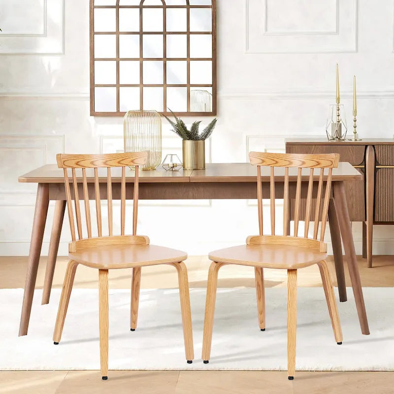 Chaises de salle à manger Windsor à dossier à barreaux en bois massif, lot de 2/4