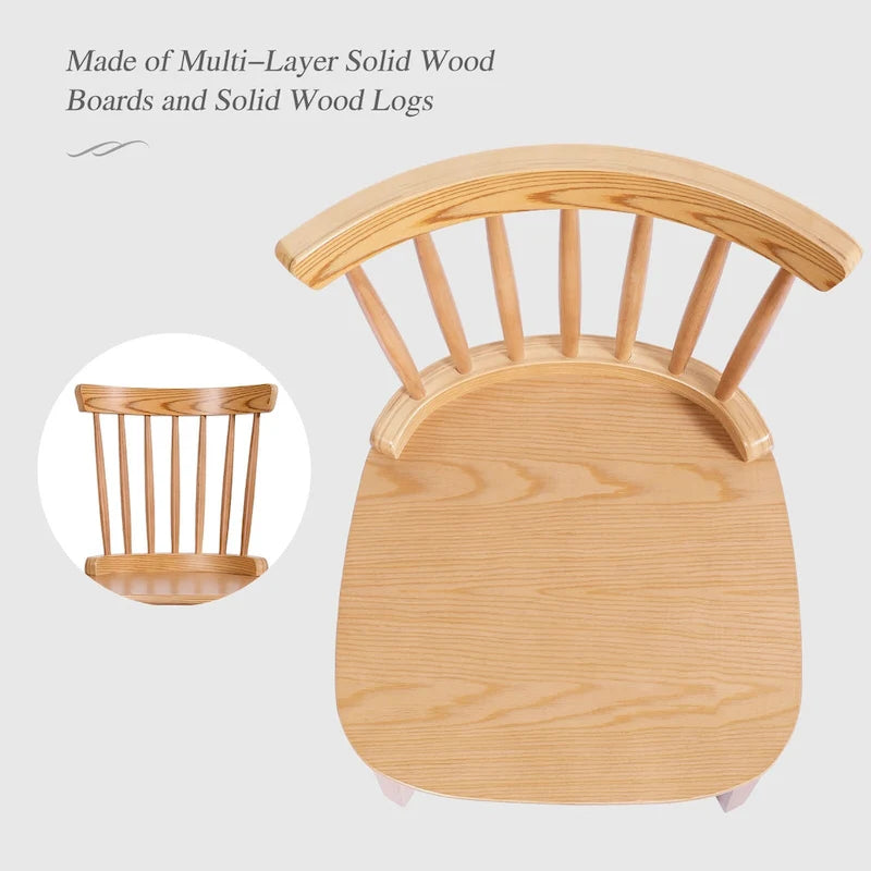 Chaises de salle à manger Windsor à dossier à barreaux en bois massif, lot de 2/4