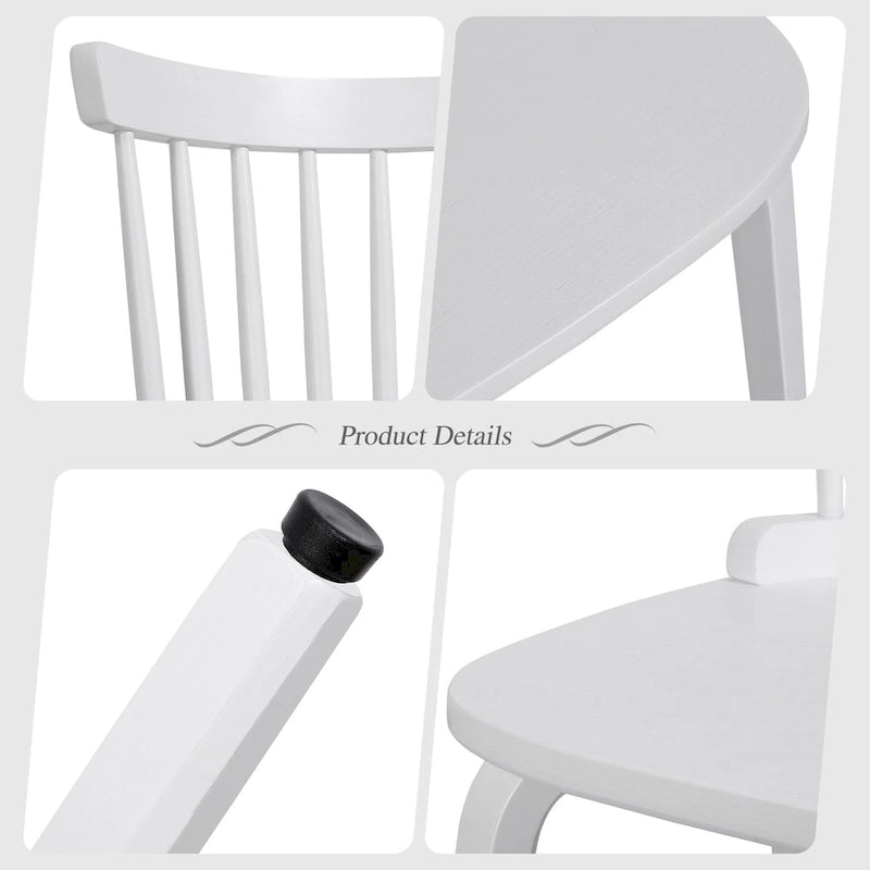 Chaises de salle à manger Windsor à dossier à barreaux en bois massif, lot de 2/4