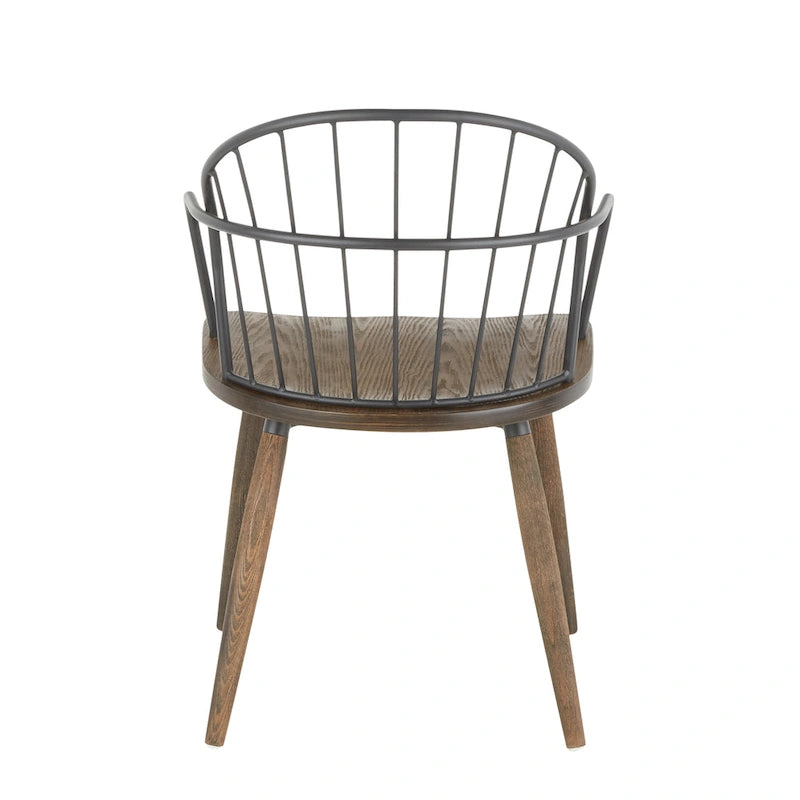Chaise industrielle en bois de noyer foncé et métal noir - N/A