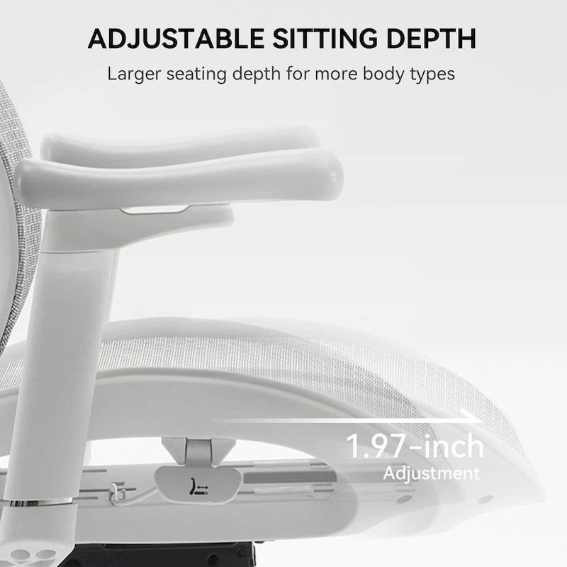 Chaise de bureau ergonomique en maille avec profondeur d'assise réglable