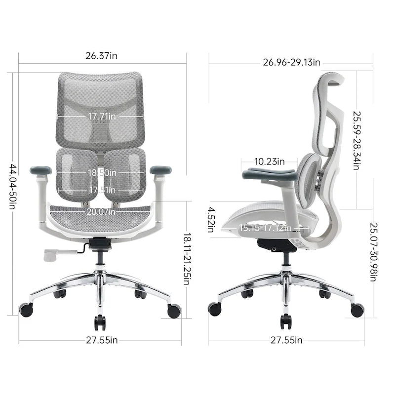 Chaise de bureau ergonomique en maille avec profondeur d'assise réglable