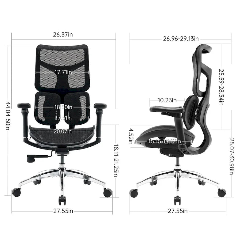 Chaise de bureau ergonomique en maille avec profondeur d'assise réglable