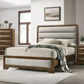 Furniture of America Collins Brown Solid Wood Channel Fabric Panel Bed