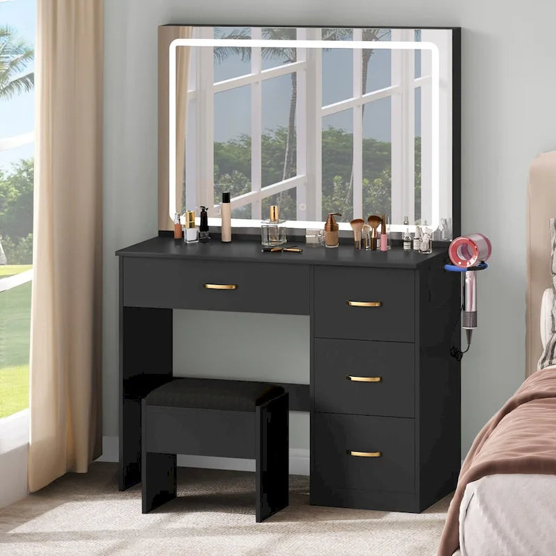 Moasis 35.4 Vanity Built-In Outlets with Lighted Mirror - 53.5 H X 35.4 W X 15.7 D