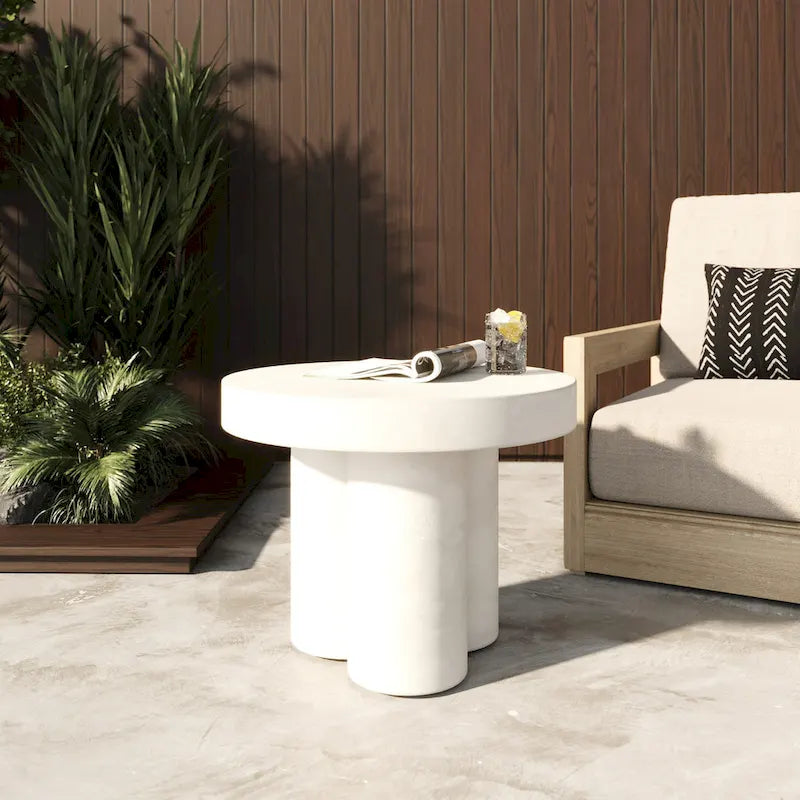 Table d'appoint moderne en béton blanc