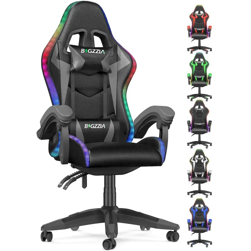 Chaise de gaming avec lumières LED et chaise d'ordinateur ergonomique