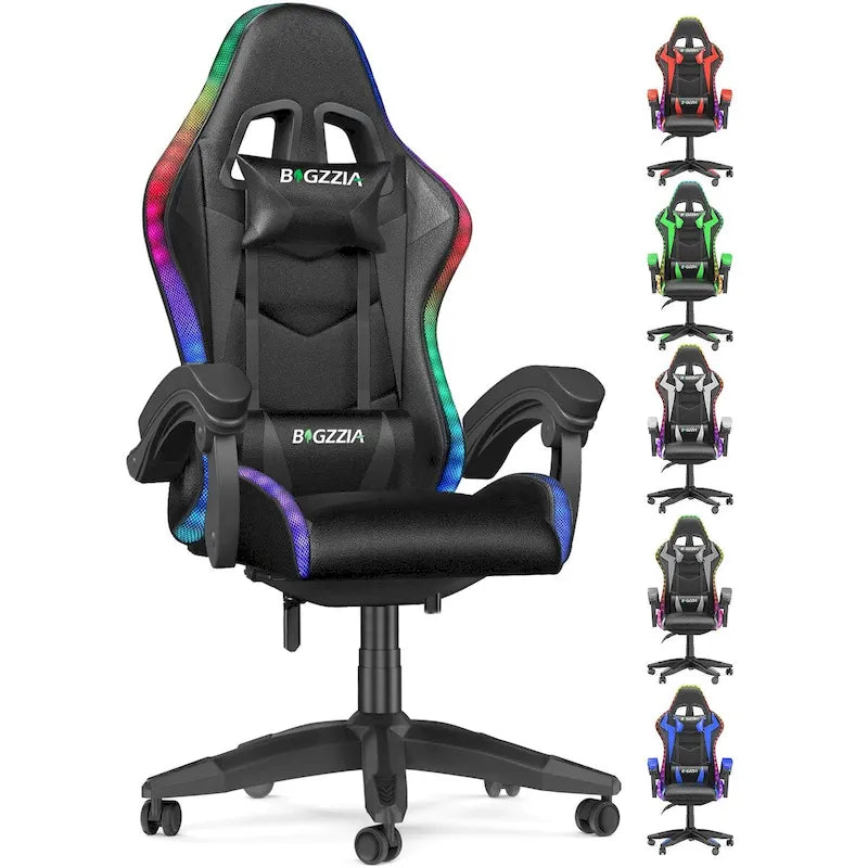 Chaise de gaming avec lumières LED et chaise d'ordinateur ergonomique