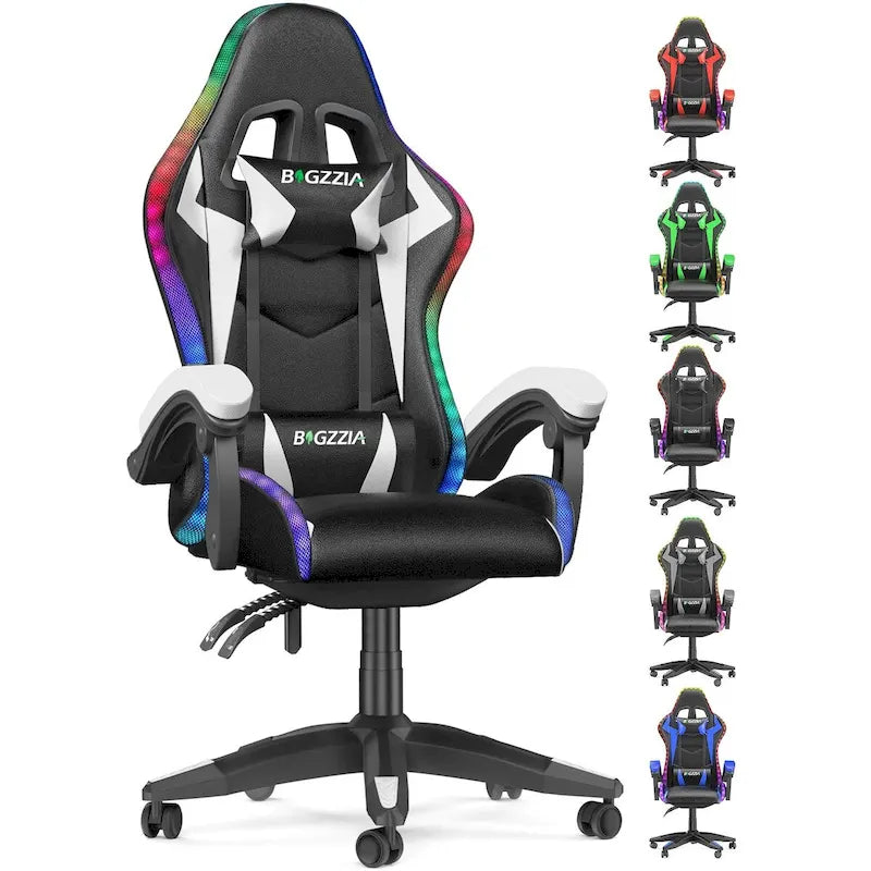 Chaise de gaming avec lumières LED et chaise d'ordinateur ergonomique