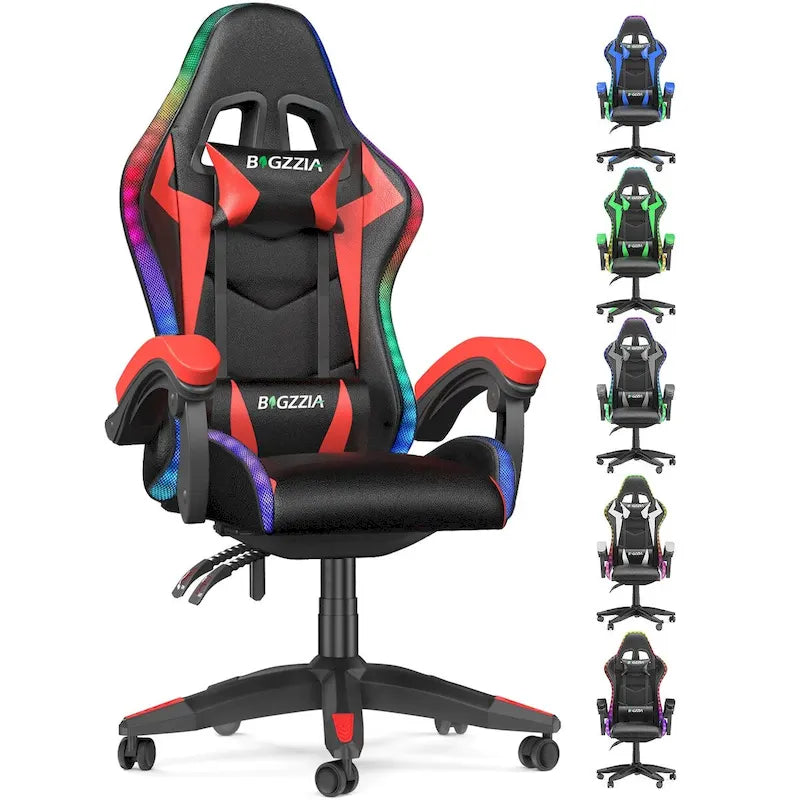 Chaise de gaming avec lumières LED et chaise d'ordinateur ergonomique