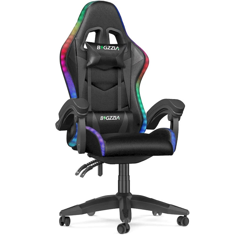 Chaise de gaming avec lumières LED et chaise d'ordinateur ergonomique