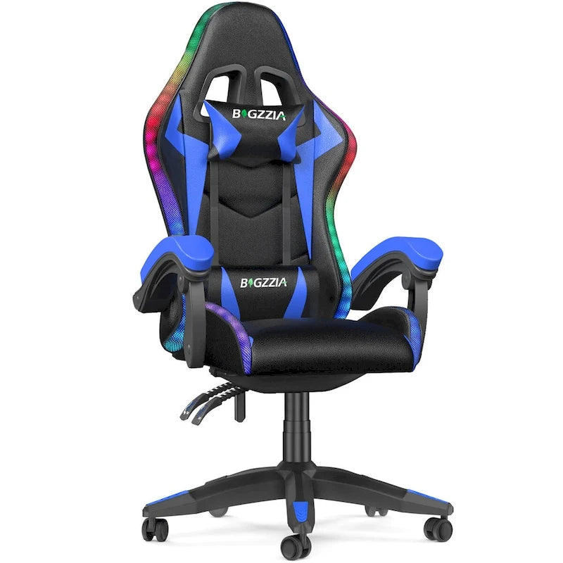 Chaise de gaming avec lumières LED et chaise d'ordinateur ergonomique