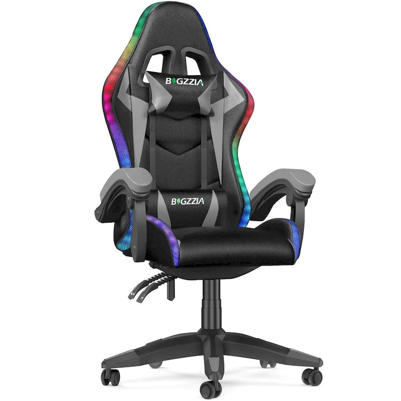 Chaise de gaming avec lumières LED et chaise d'ordinateur ergonomique