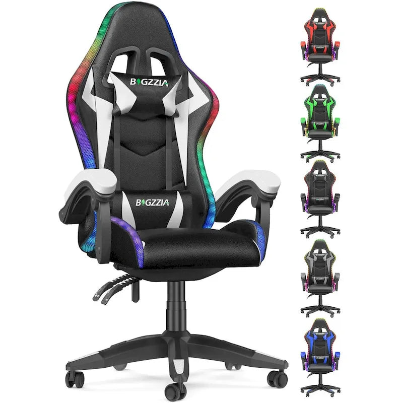 Chaise de gaming avec lumières LED et chaise d'ordinateur ergonomique