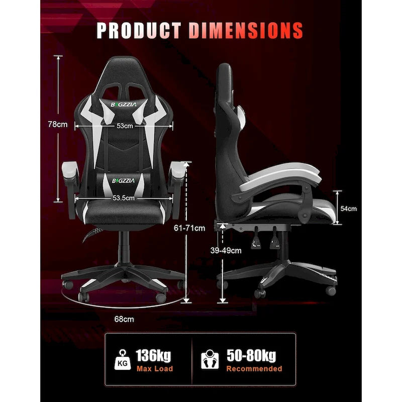 Chaise de gaming avec lumières LED et chaise d'ordinateur ergonomique