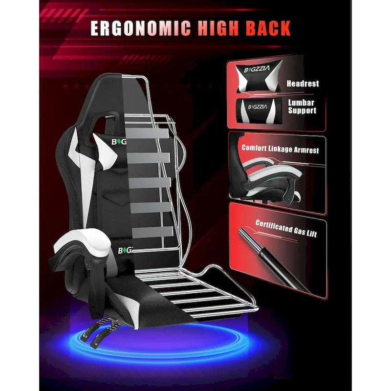 Chaise de gaming avec lumières LED et chaise d'ordinateur ergonomique