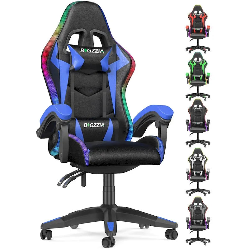 Chaise de gaming avec lumières LED et chaise d'ordinateur ergonomique