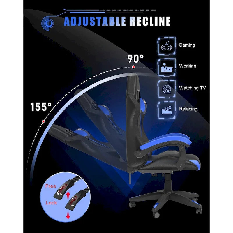 Chaise de gaming avec lumières LED et chaise d'ordinateur ergonomique