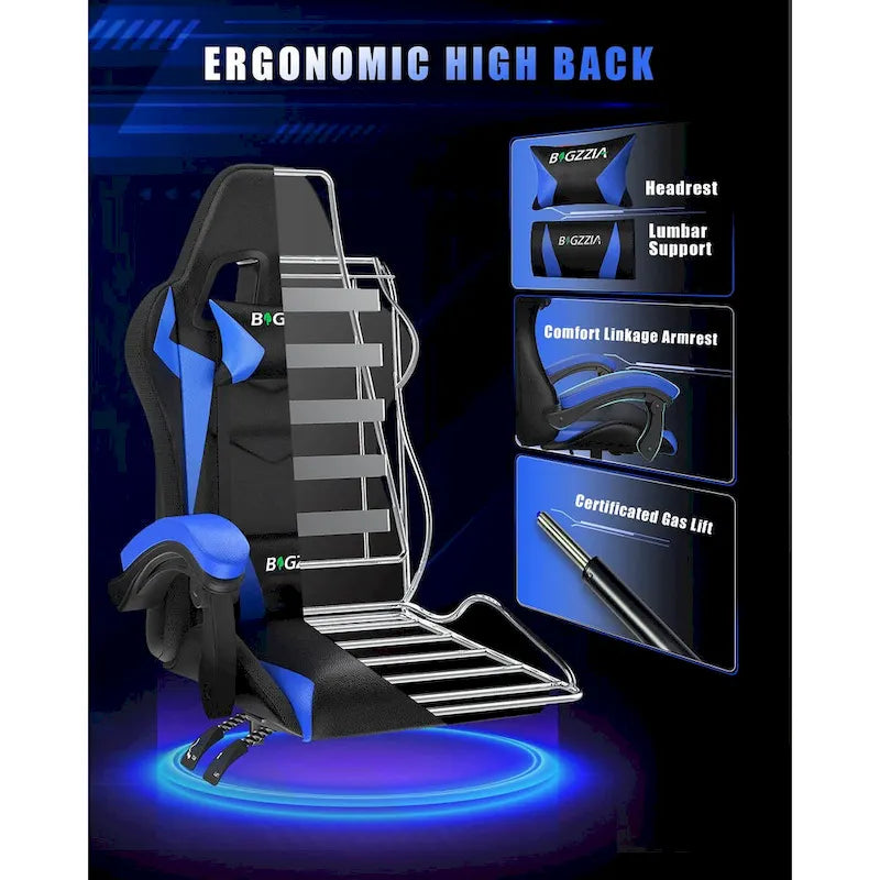 Chaise de gaming avec lumières LED et chaise d'ordinateur ergonomique