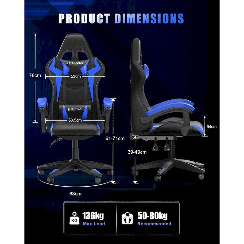 Chaise de gaming avec lumières LED et chaise d'ordinateur ergonomique