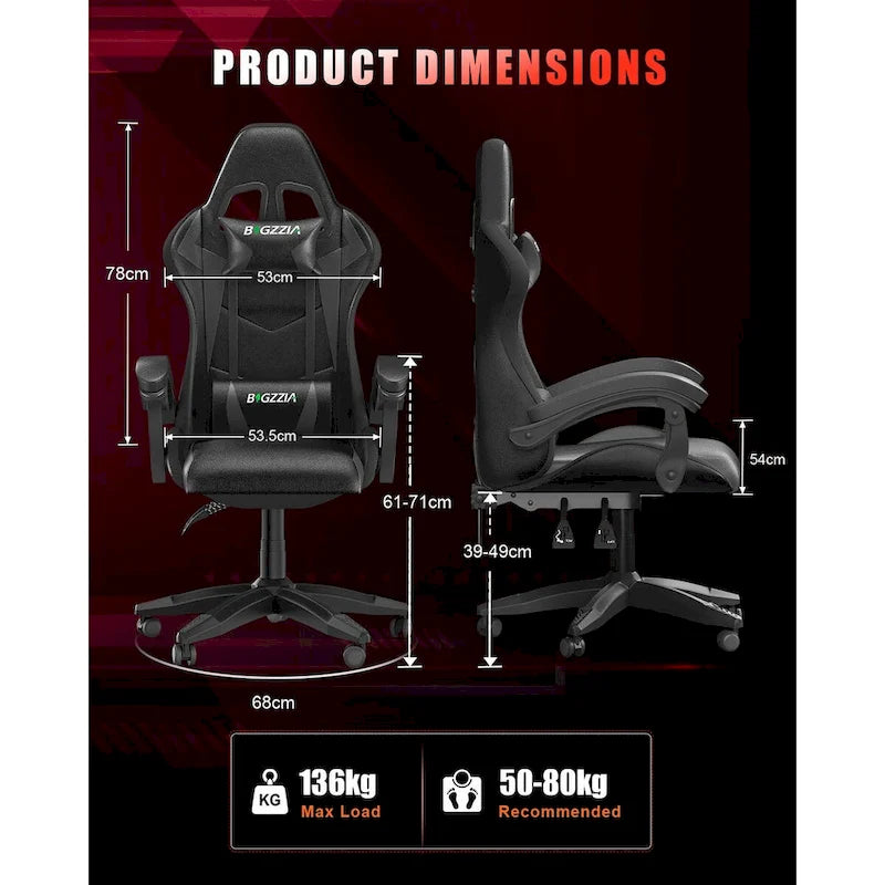 Chaise de gaming avec lumières LED et chaise d'ordinateur ergonomique