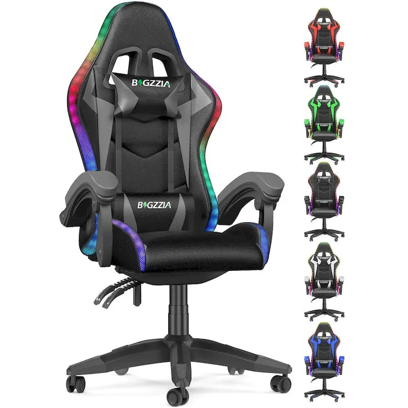 Chaise de gaming avec lumières LED et chaise d'ordinateur ergonomique