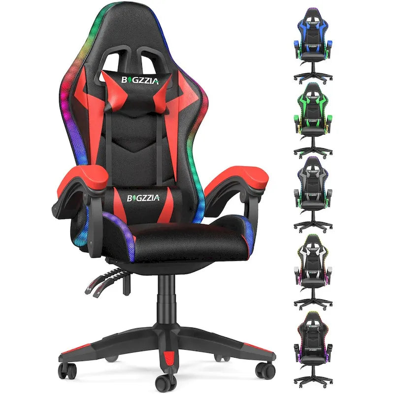 Chaise de gaming avec lumières LED et chaise d'ordinateur ergonomique