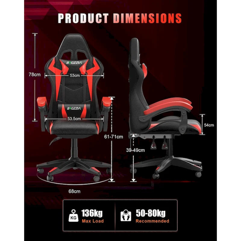 Chaise de gaming avec lumières LED et chaise d'ordinateur ergonomique